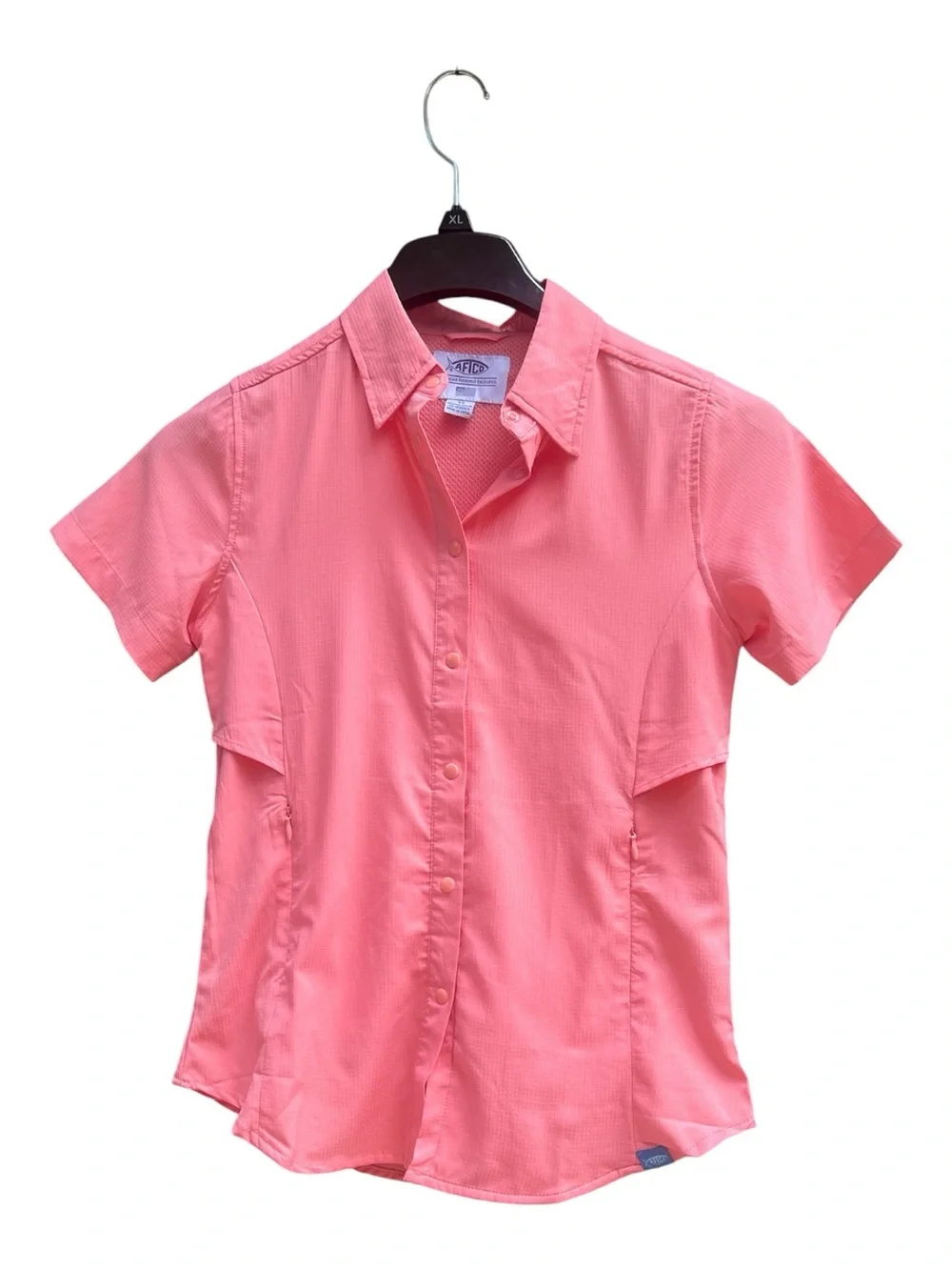 American Fishing Tackle Co Coral Pink Short-Sleeve Performance Button-Down Shirt
